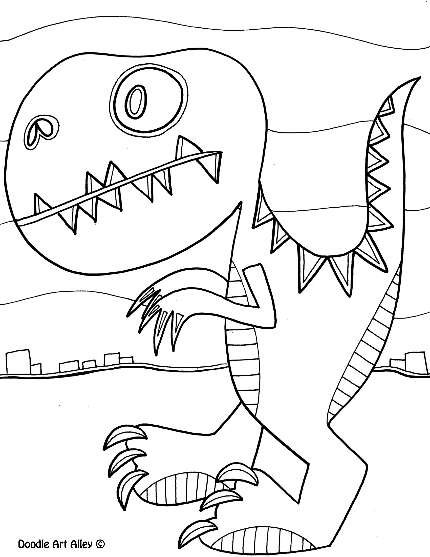 Dinosaur Coloring pages - Doodle Art Alley