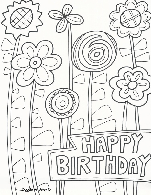 Birthday Coloring Pages - Doodle Art Alley