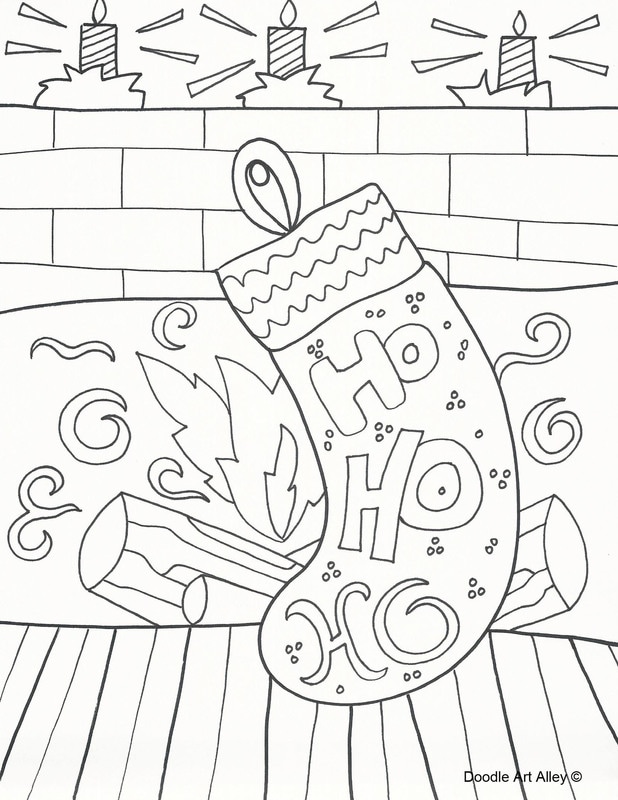 Christmas Coloring Pages Doodle Art Alley