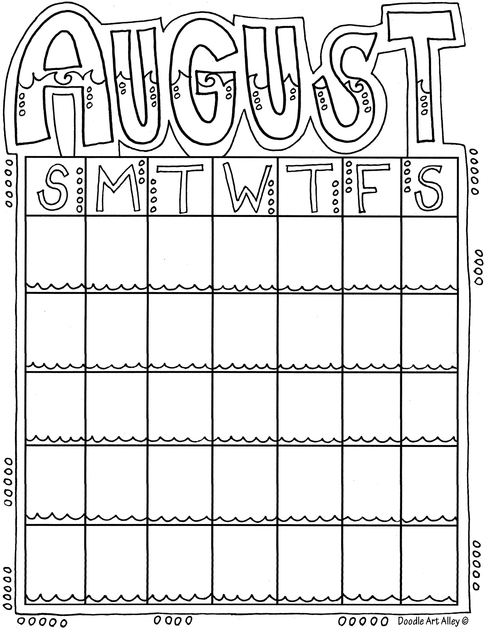 August Coloring Pages DOODLE ART ALLEY