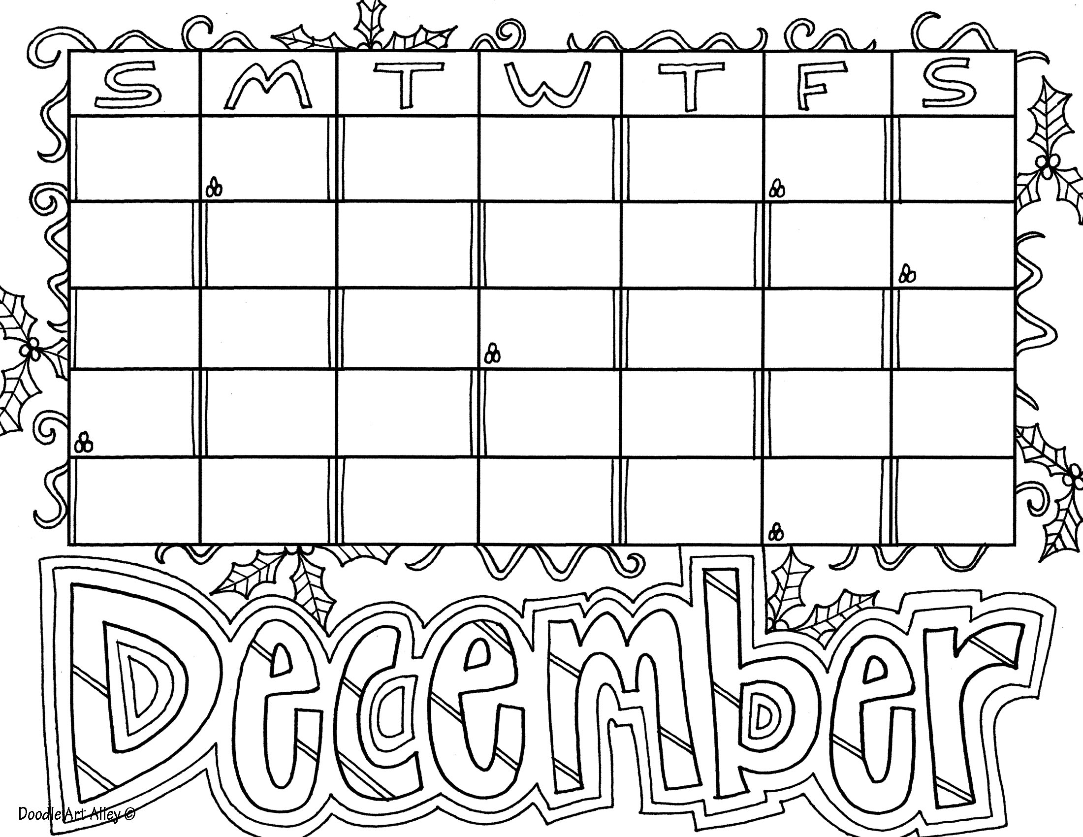 December Coloring Pages - DOODLE ART ALLEY