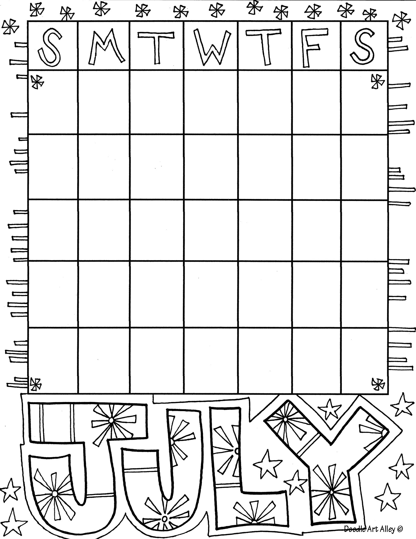 July Coloring Pages DOODLE ART ALLEY